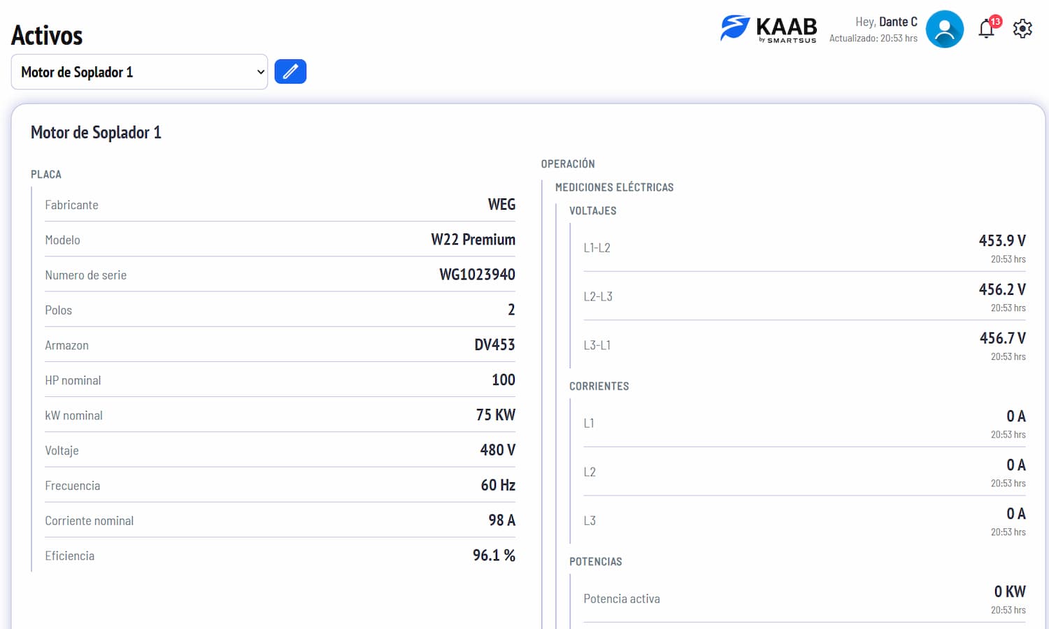 Activos y mantenimiento en la plataforma KAAB